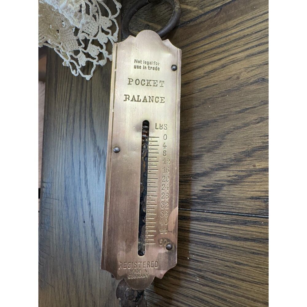 Vintage Gorgeous Brass Pocket Balance 50 lb scale, made in Germany